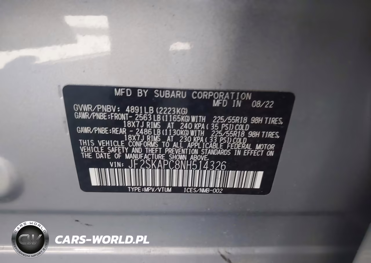 2022 Subaru Forester Limited VIN:JF2SKAPC8NH514326 - 9