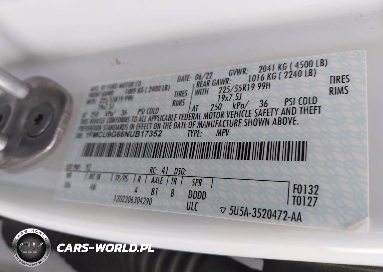 2022 Ford Escape Se VIN:1FMCU9G66NUB17352 - 9