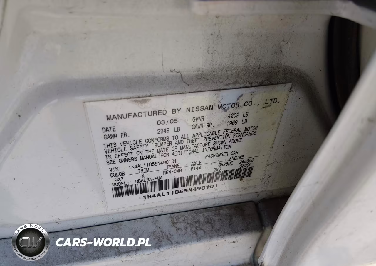 2005 Nissan Altima 2.5 S VIN:1N4AL11D55N490101 - 9