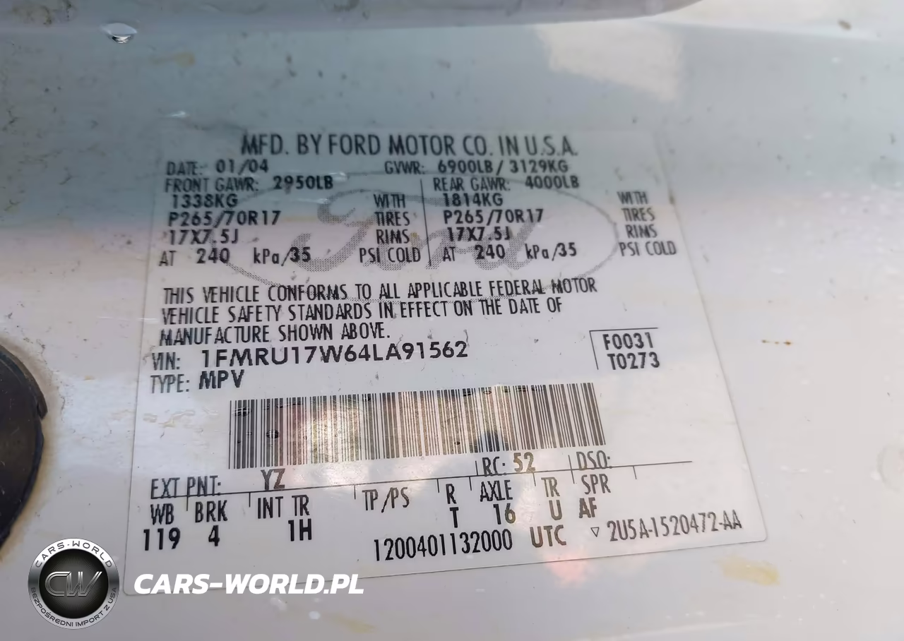 2004 Ford Expedition Eddie Bauer VIN:1FMRU17W64LA91562 - 9