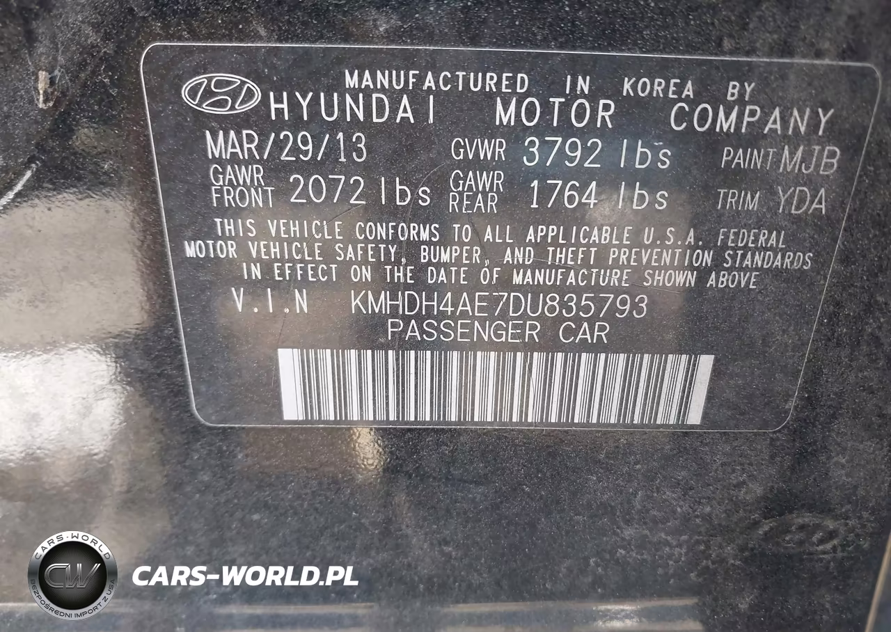 2013 Hyundai Elantra Limited VIN:KMHDH4AE7DU835793 - 9