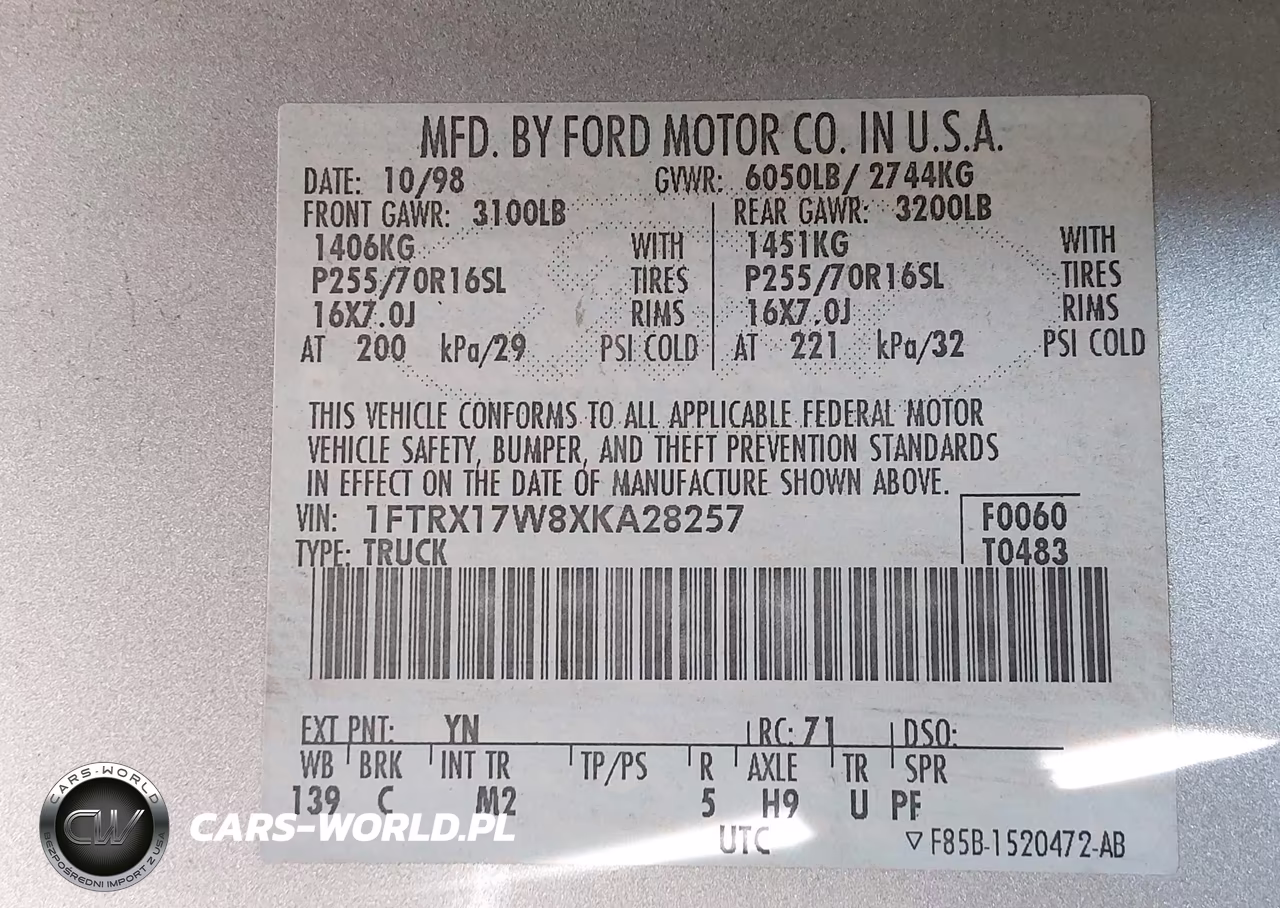 1999 Ford F-150 Lariat-Work Series-Xl-Xlt VIN:1FTRX17W8XKA28257 - 9