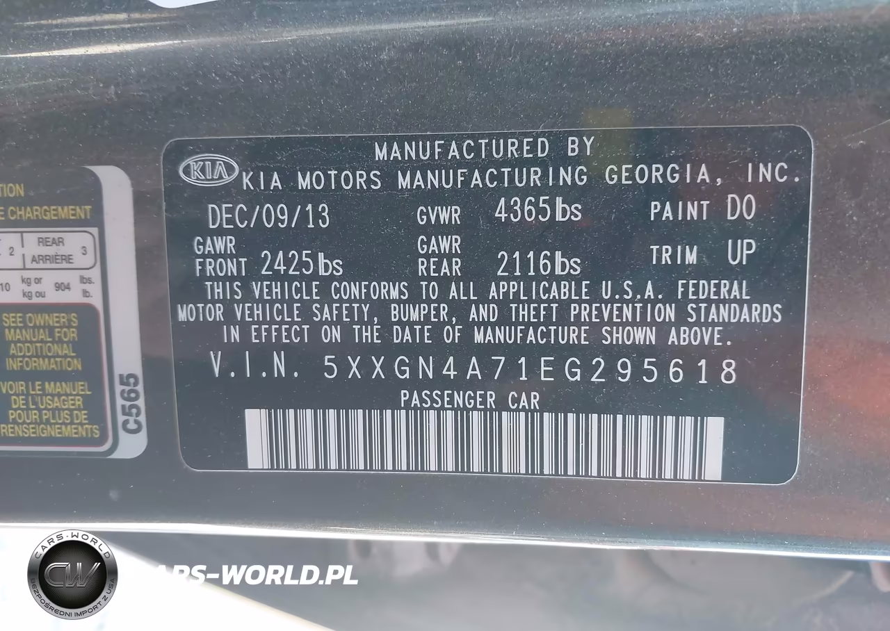 2014 Kia Optima Ex VIN:5XXGN4A71EG295618 - 9