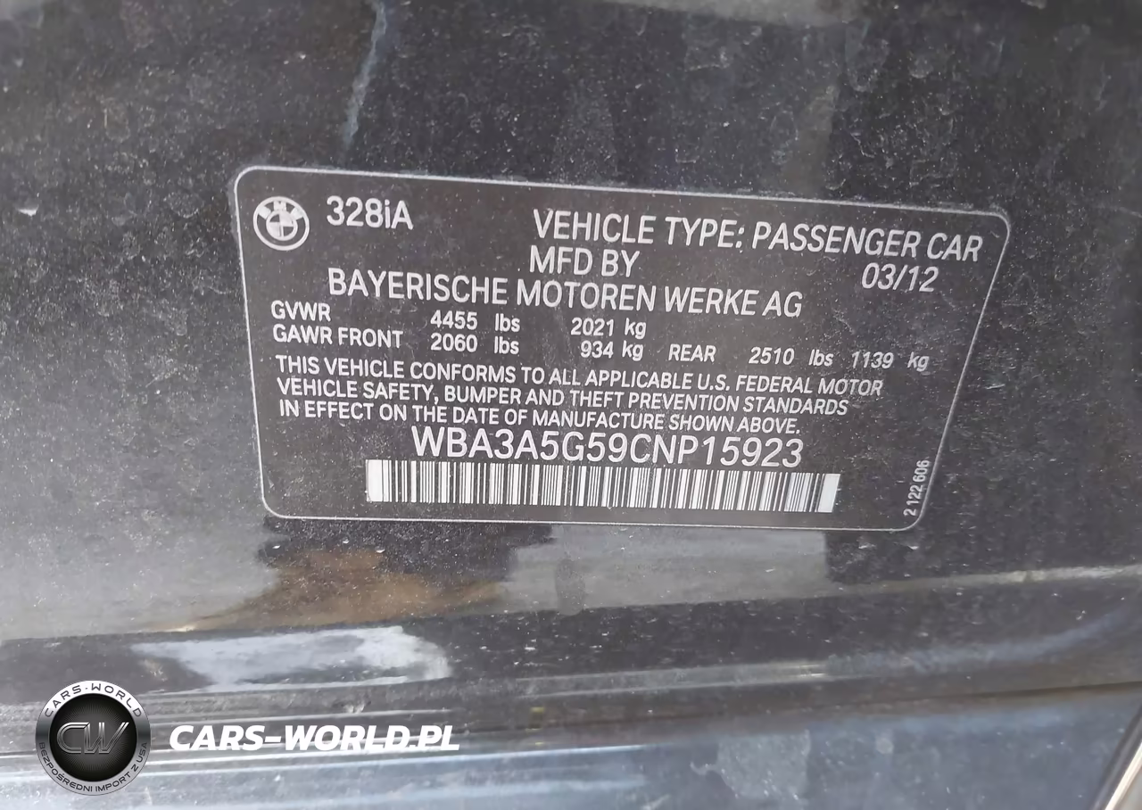 2012 BMW 328I VIN:WBA3A5G59CNP15923 - 9