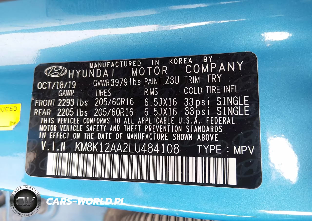2020 Hyundai Kona Se VIN:KM8K12AA2LU484108 - 9