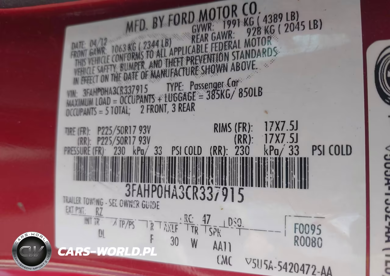 2012 Ford Fusion Se VIN:3FAHP0HA3CR337915 - 9