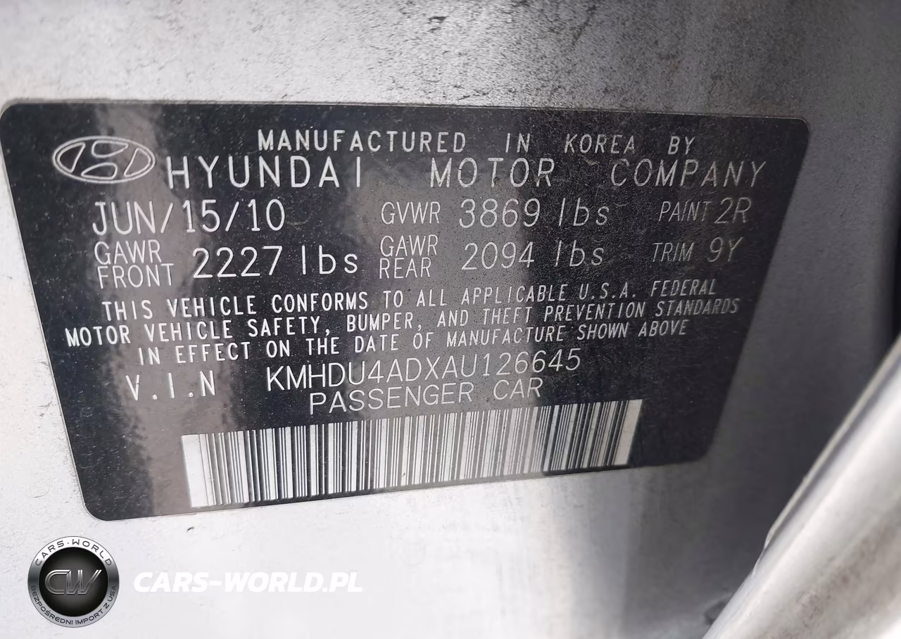 2010 Hyundai Elantra Gls VIN:KMHDU4ADXAU126645 - 9