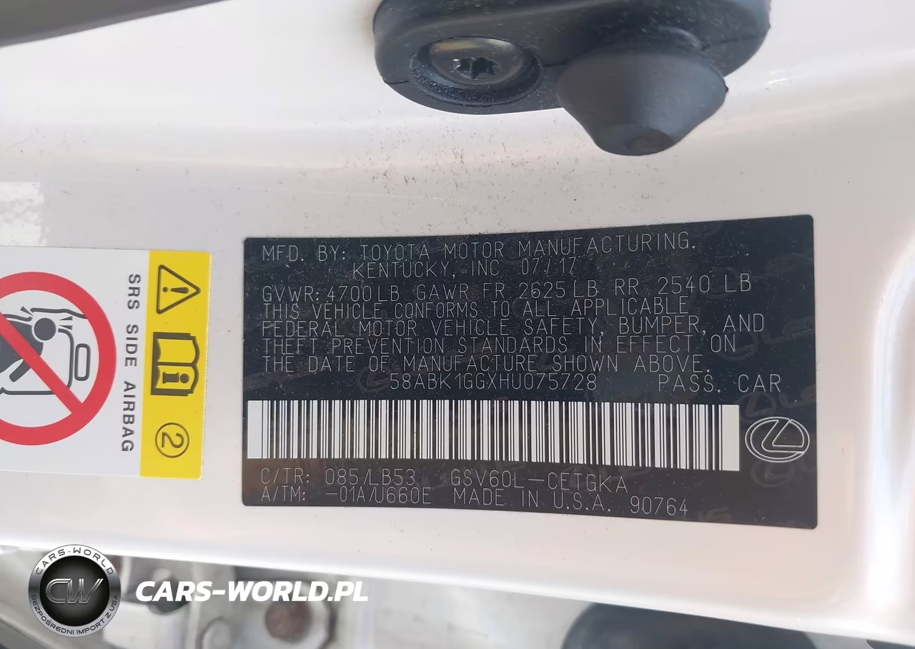 2017 Lexus Es 350 VIN:58ABK1GGXHU075728 - 9