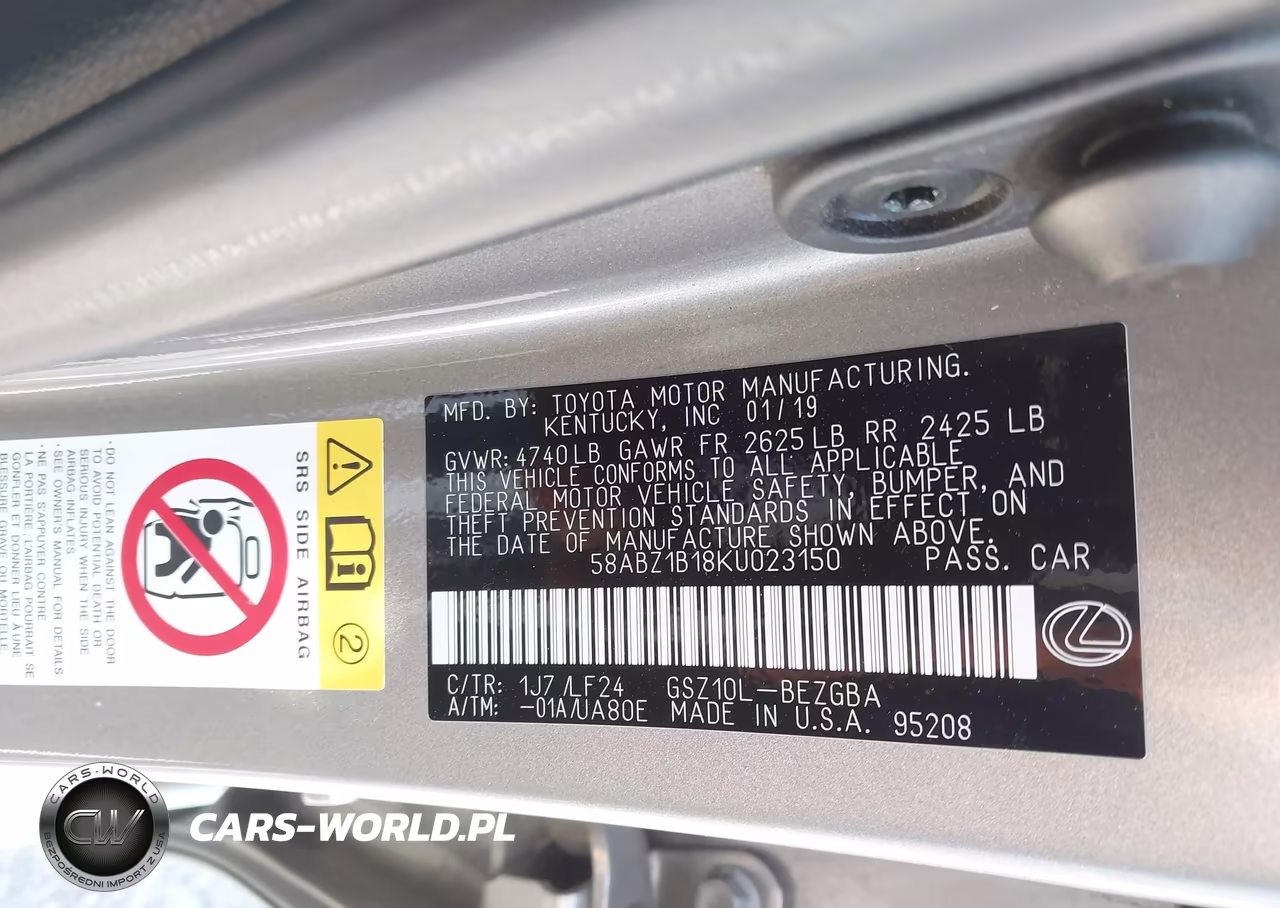 2019 Lexus Es 350 F Sport VIN:58ABZ1B18KU023150 - 9