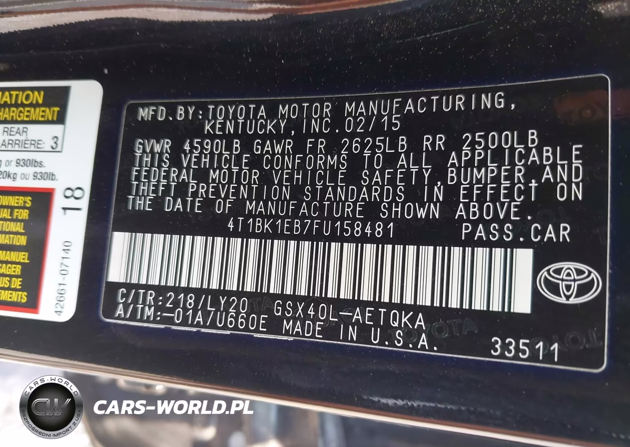 2015 Toyota Avalon VIN:4T1BK1EB7FU158481 - 9