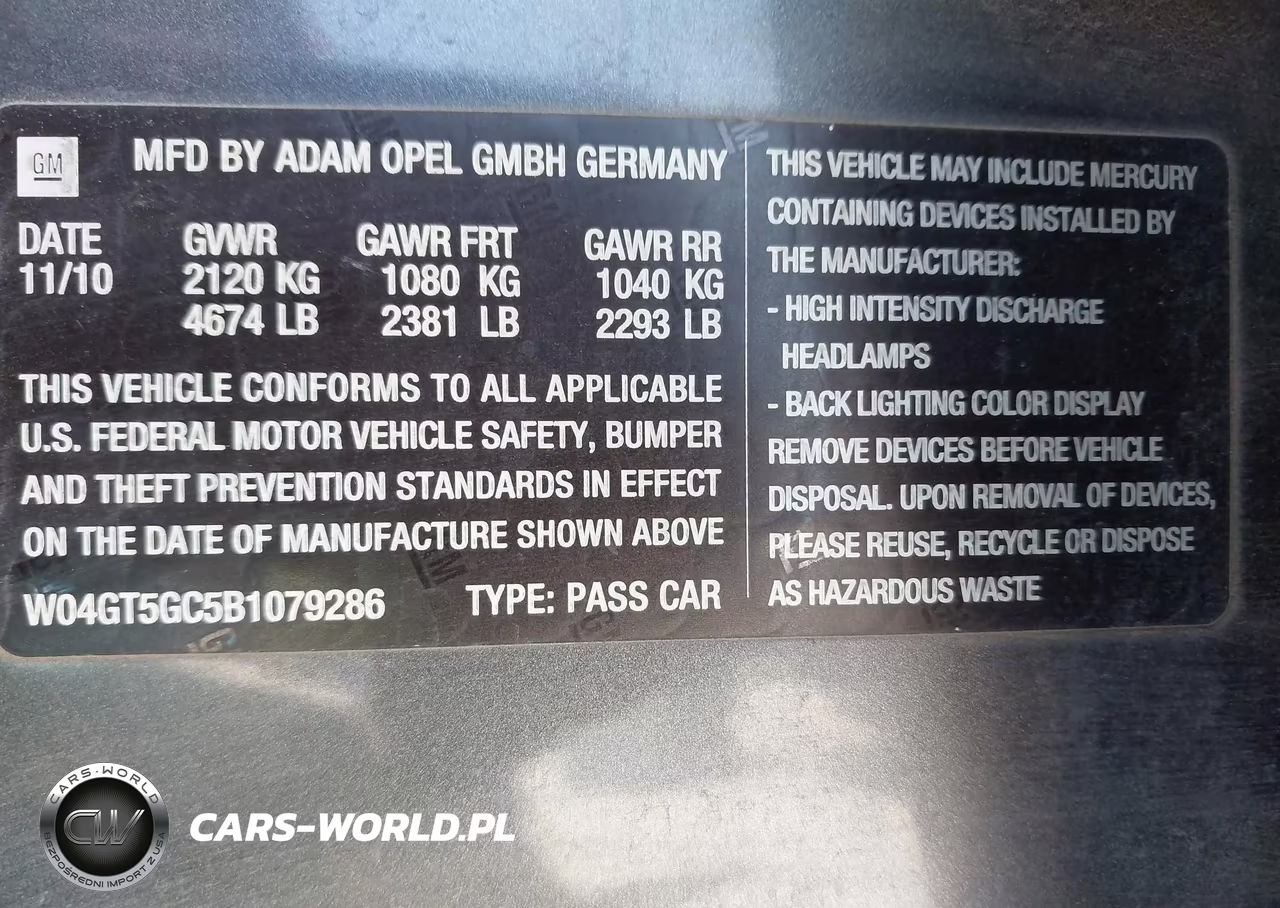 2011 Buick Regal Cxl Russelsheim VIN:W04GT5GC5B1079286 - 9