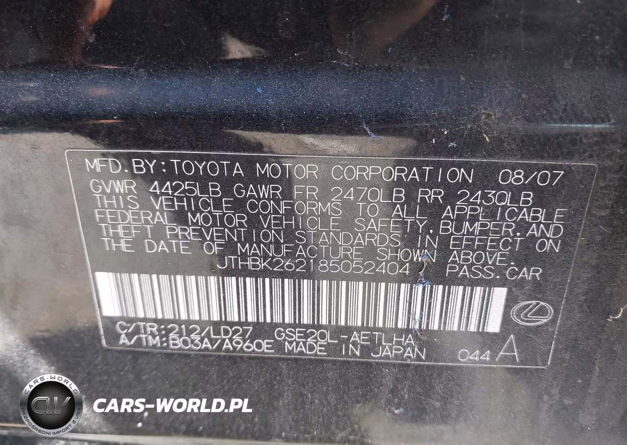 2008 Lexus Is 250 VIN:JTHBK262185052404 - 9