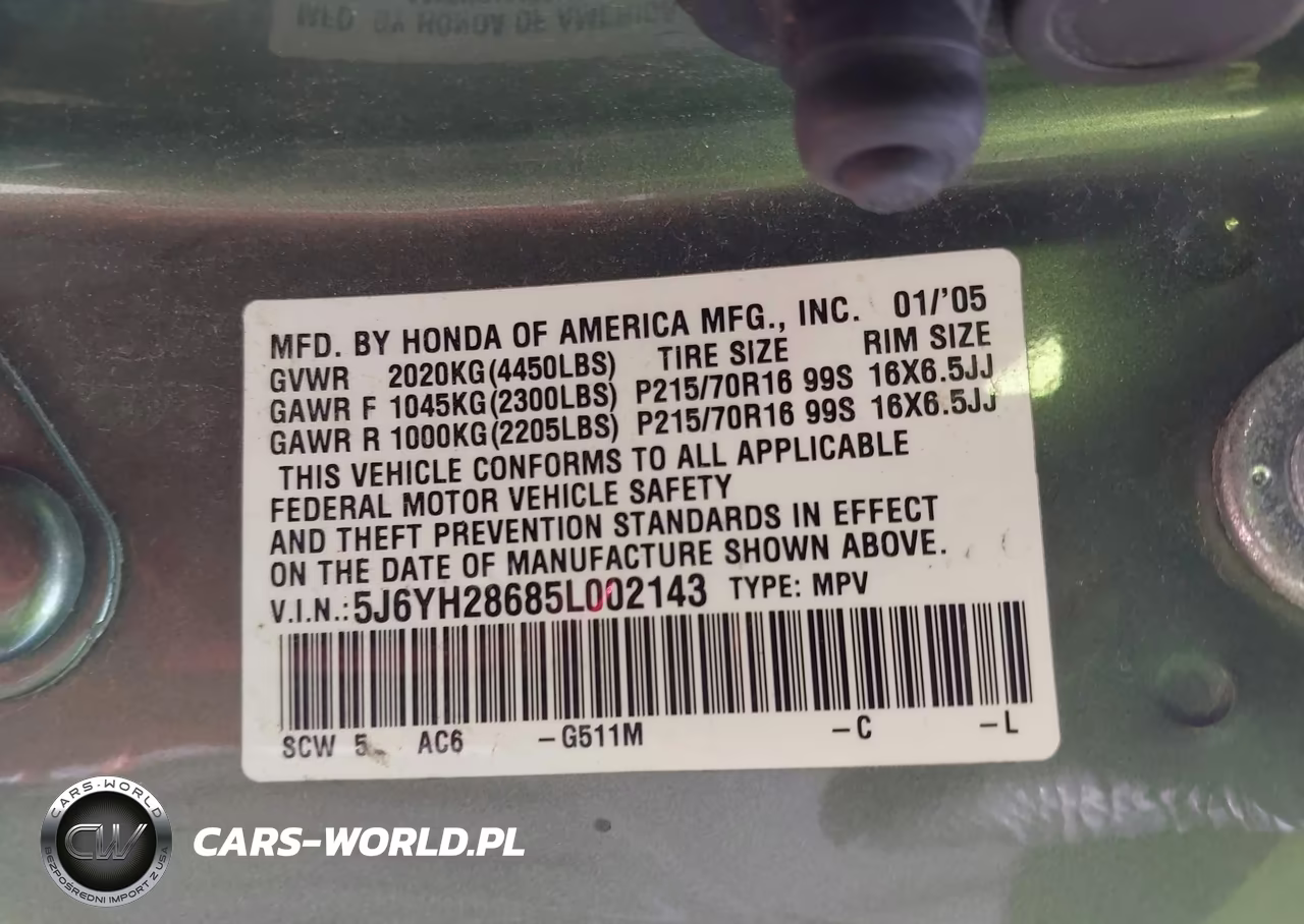 2005 Honda Element Ex VIN:5J6YH28685L002143 - 9