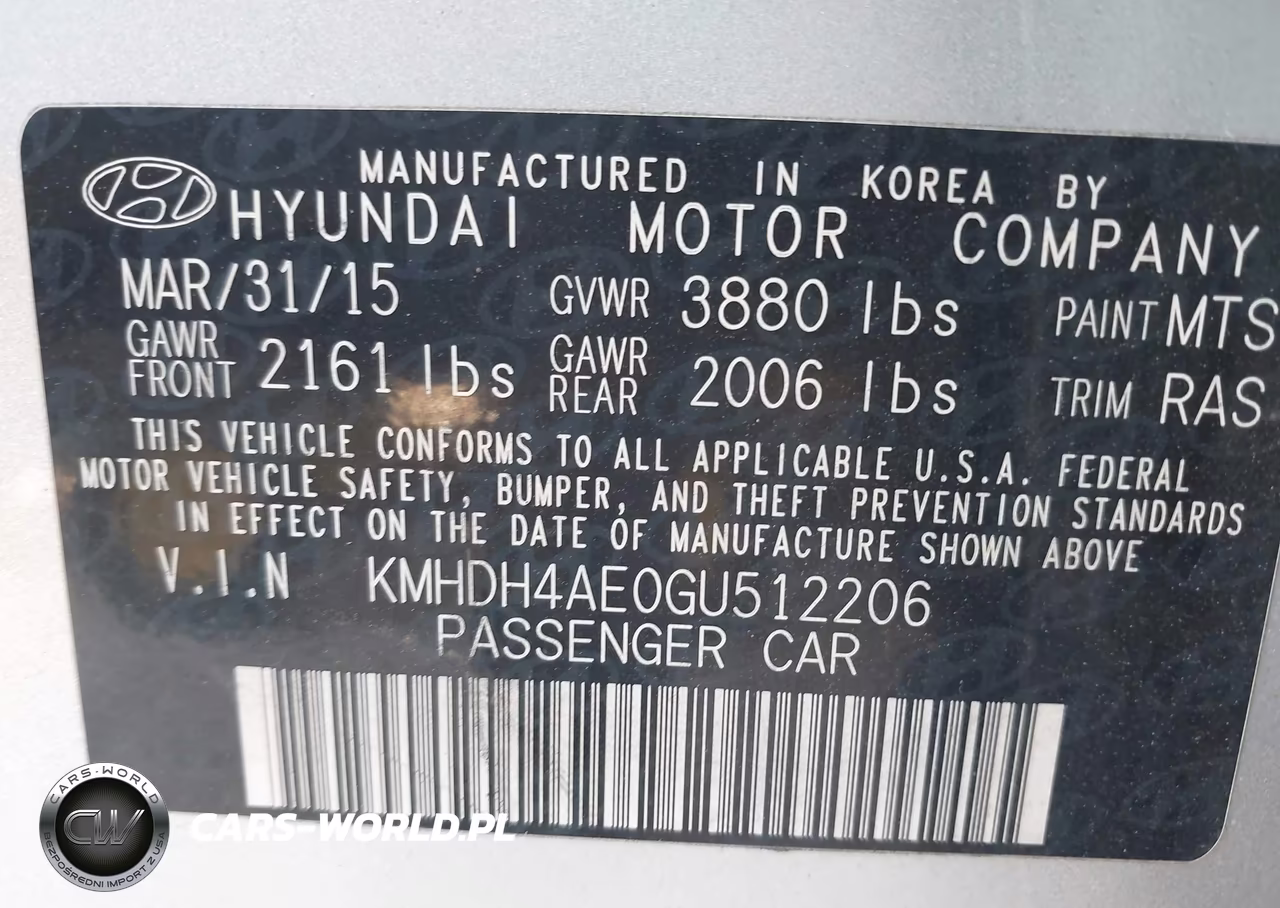 2016 Hyundai Elantra Se VIN:KMHDH4AE0GU512206 - 9