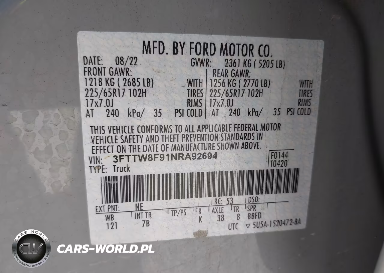 2022 Ford Maverick Xlt VIN:3FTTW8F91NRA92694 - 9