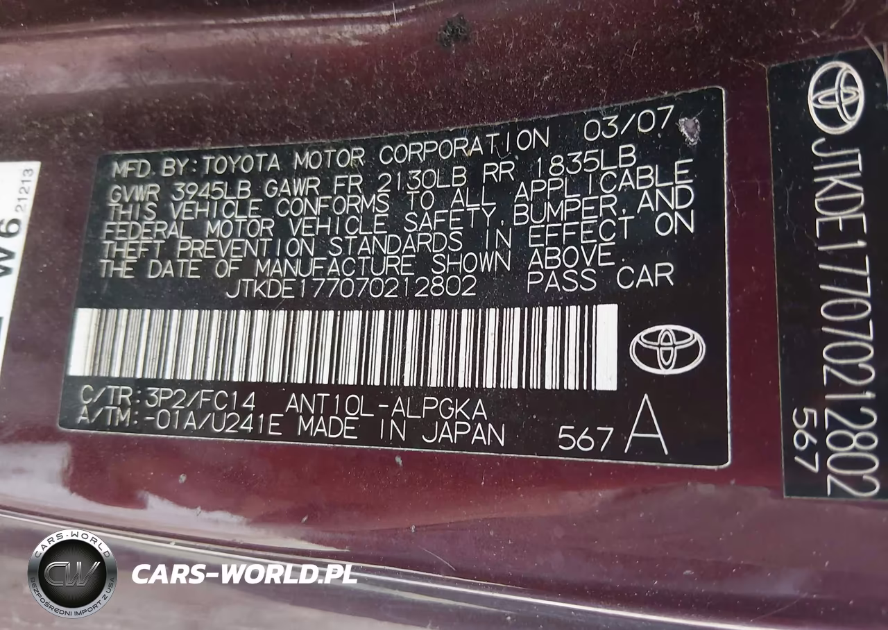 2007 Scion Tc VIN:JTKDE177070212802 - 9