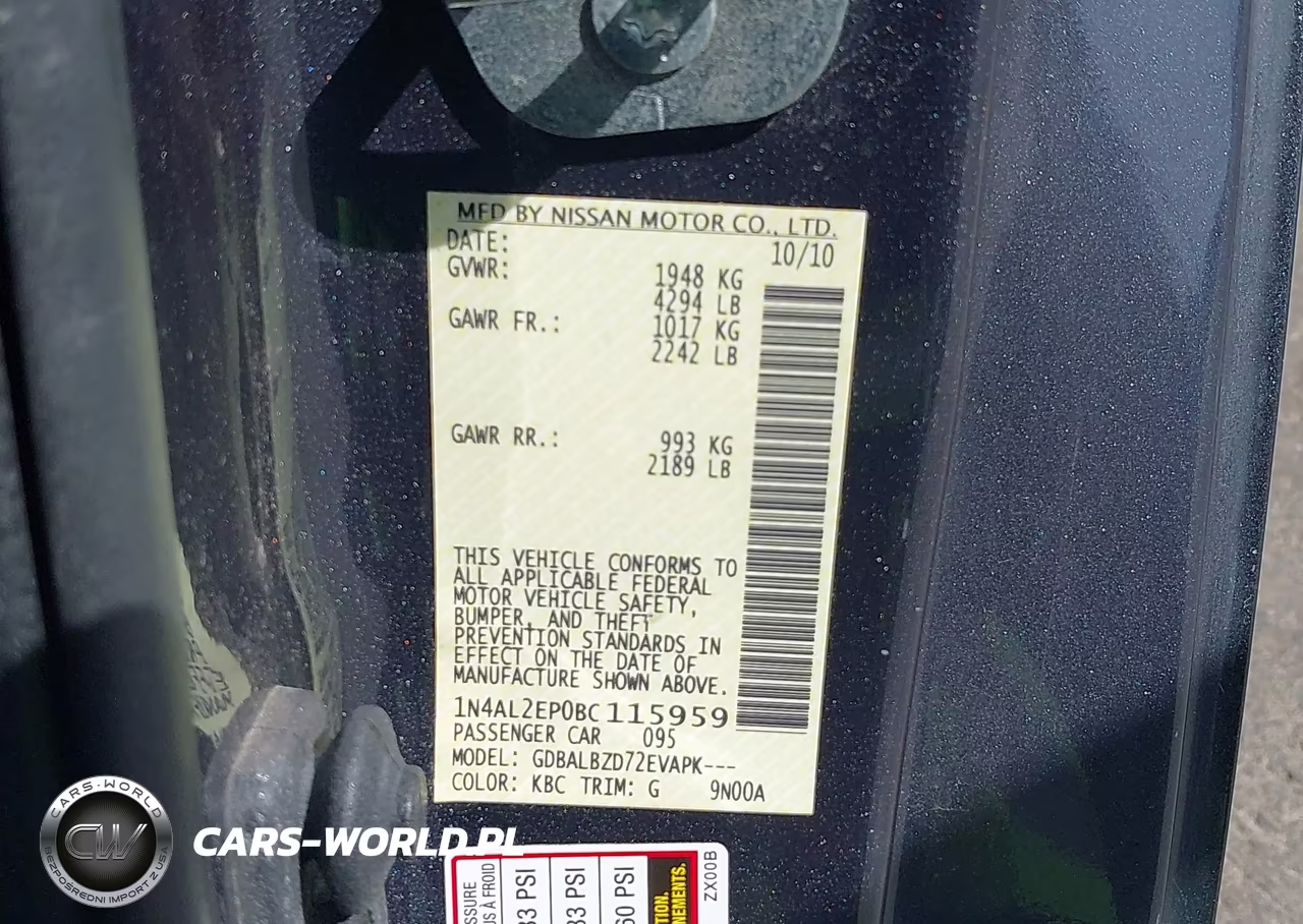 2011 Nissan Altima 2.5 S VIN:1N4AL2EP0BC115959 - 9
