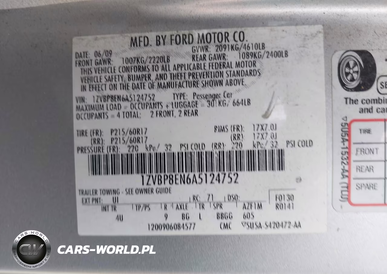 2010 Ford Mustang V6 Premium VIN:1ZVBP8EN6A5124752 - 9