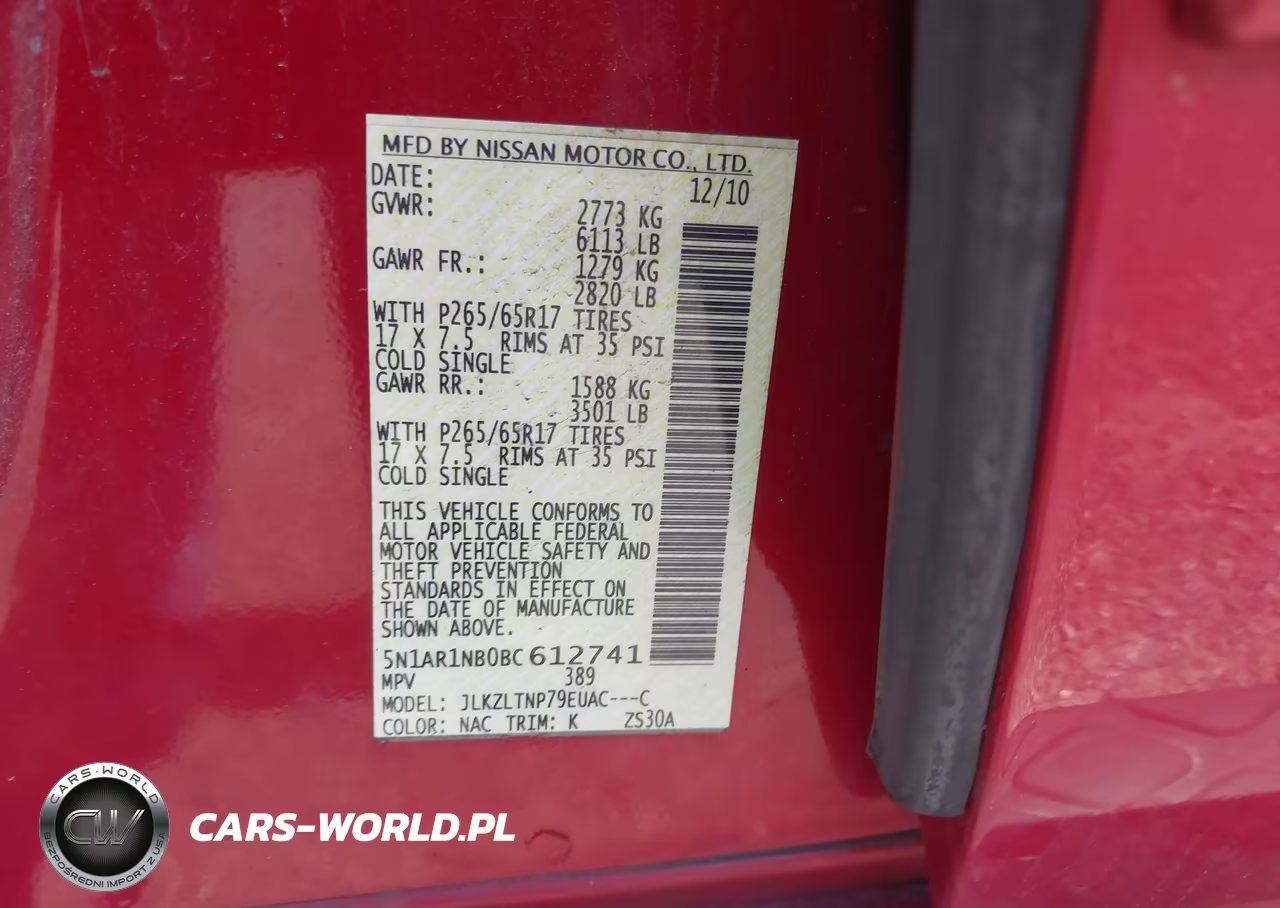 2011 Nissan Pathfinder Sv VIN:5N1AR1NB0BC612741 - 9