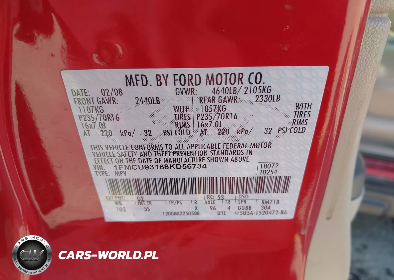 2008 Ford Escape Xlt VIN:1FMCU93168KD56734 - 9