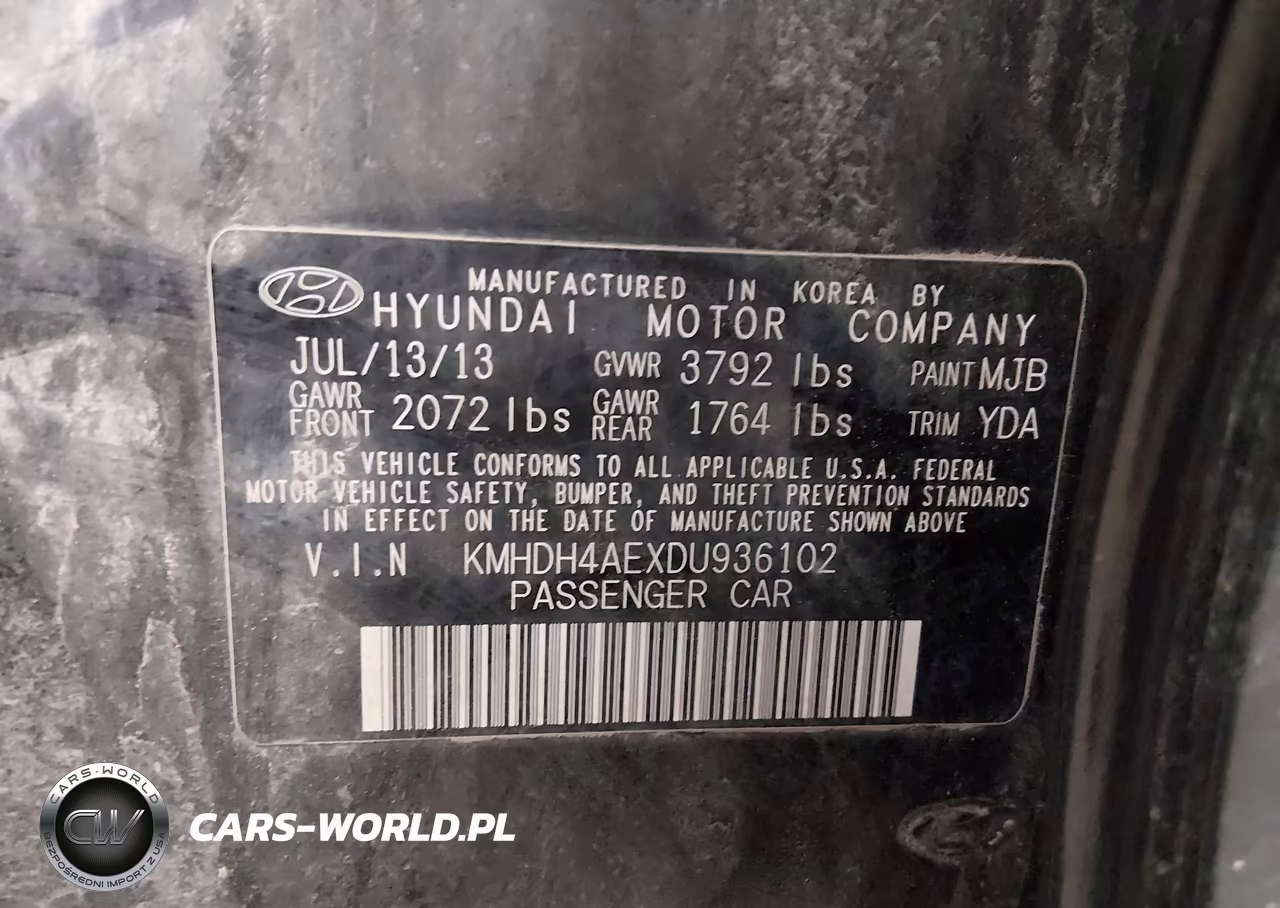 2013 Hyundai Elantra Gls VIN:KMHDH4AEXDU936102 - 9