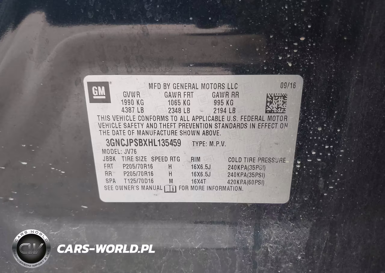 2017 Chevrolet Trax Lt VIN:3GNCJPSBXHL135459 - 9