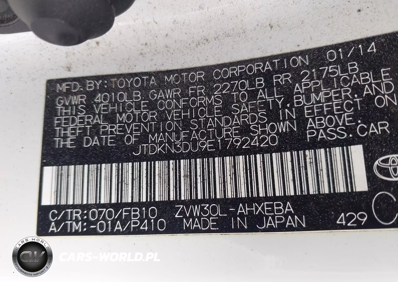 2014 Toyota Prius Two VIN:JTDKN3DU9E1792420 - 9