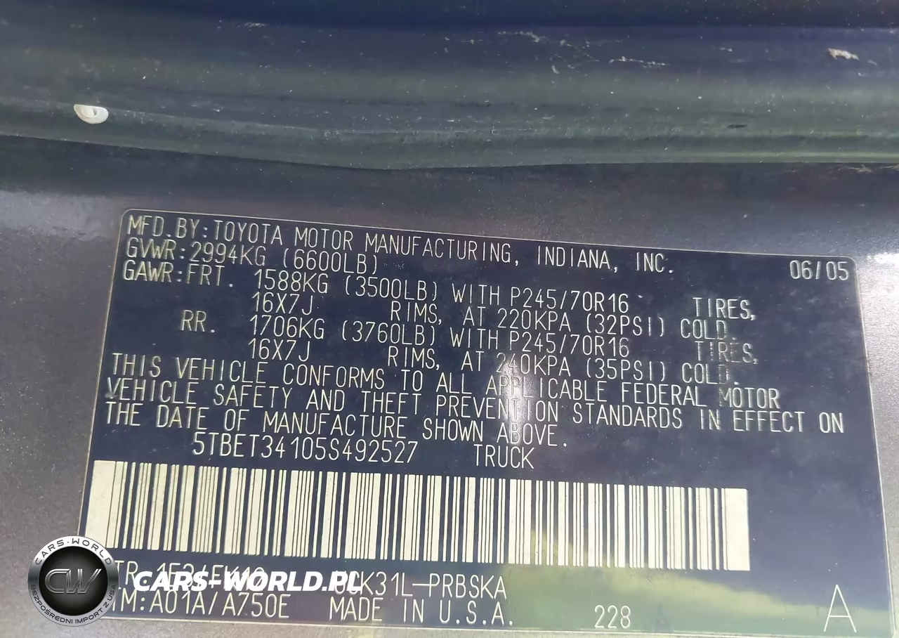 2005 Toyota Tundra Sr5 V8 VIN:5TBET34105S492527 - 9