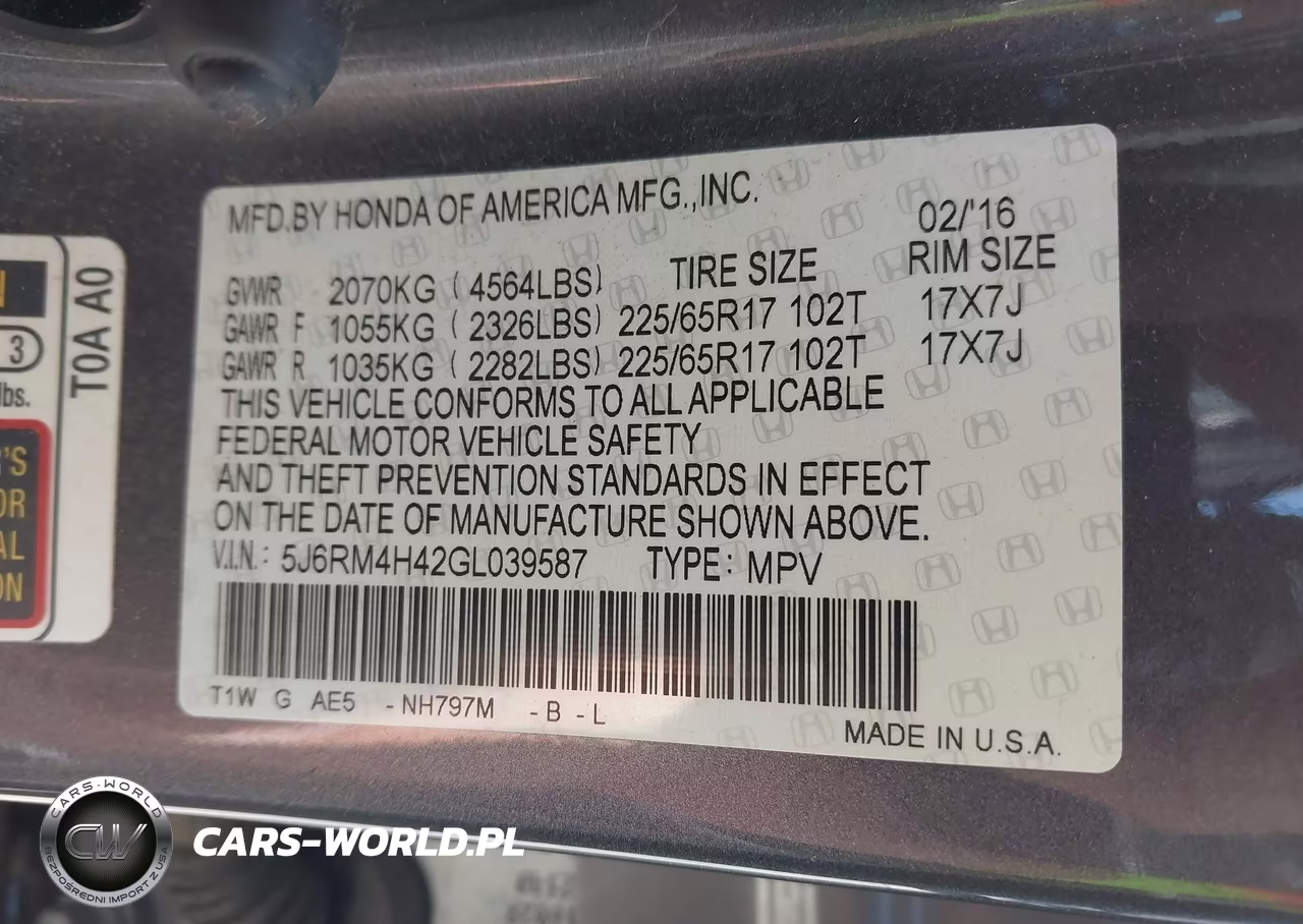 2016 Honda Cr-V Se VIN:5J6RM4H42GL039587 - 9
