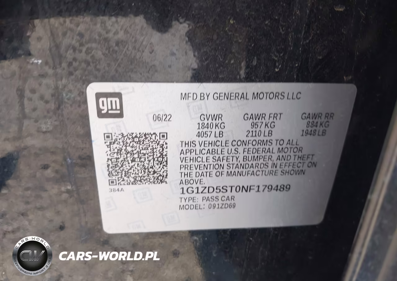 2022 Chevrolet Malibu Fwd Lt VIN:1G1ZD5ST0NF179489 - 9