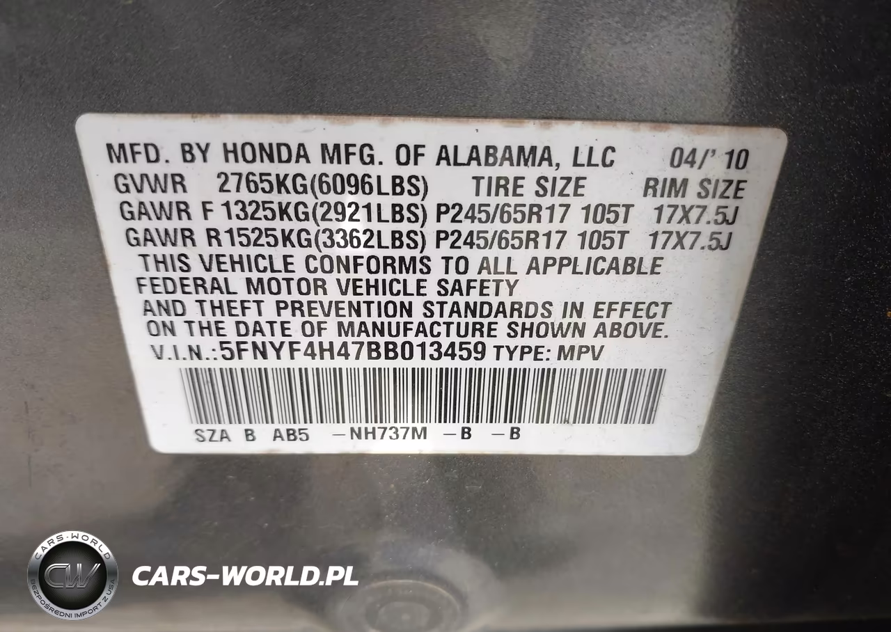 2011 Honda Pilot Ex VIN:5FNYF4H47BB013459 - 9