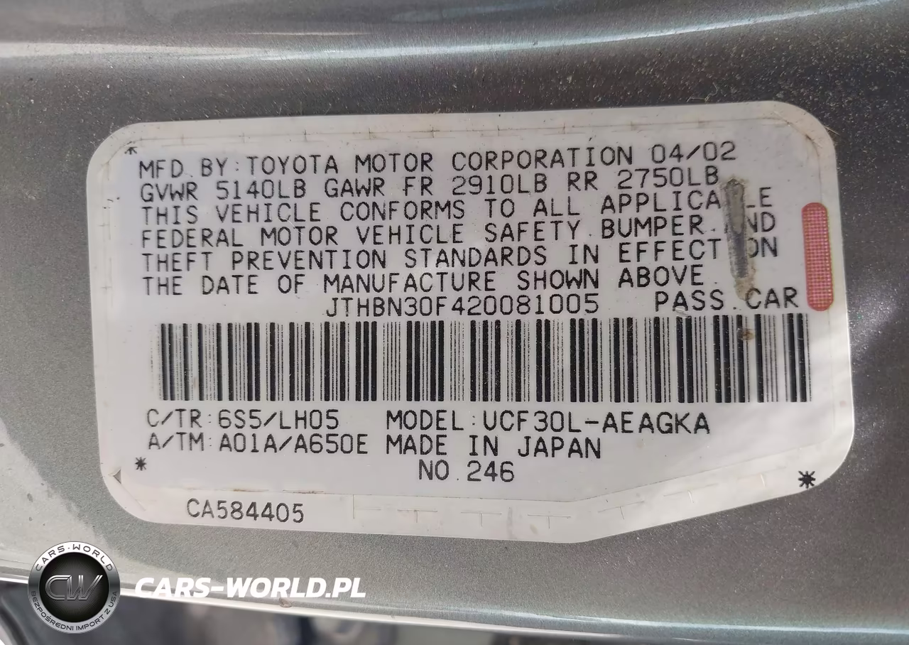 2002 Lexus Ls 430 VIN:JTHBN30F420081005 - 9