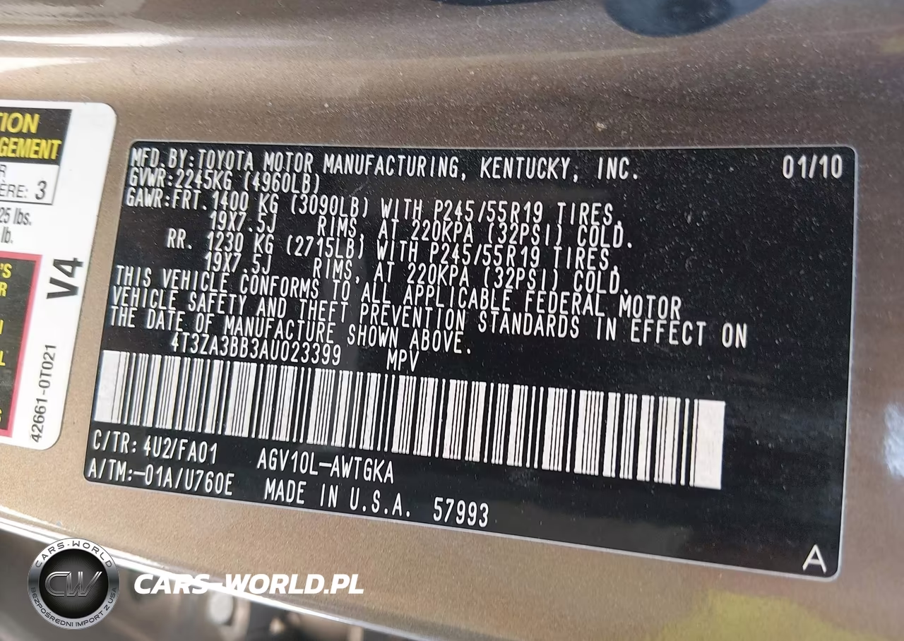 2010 Toyota Venza VIN:4T3ZA3BB3AU023399 - 9