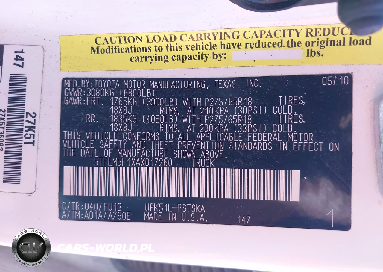2010 Toyota Tundra Grade 4.6L V8 VIN:5TFEM5F1XAX017260 - 9