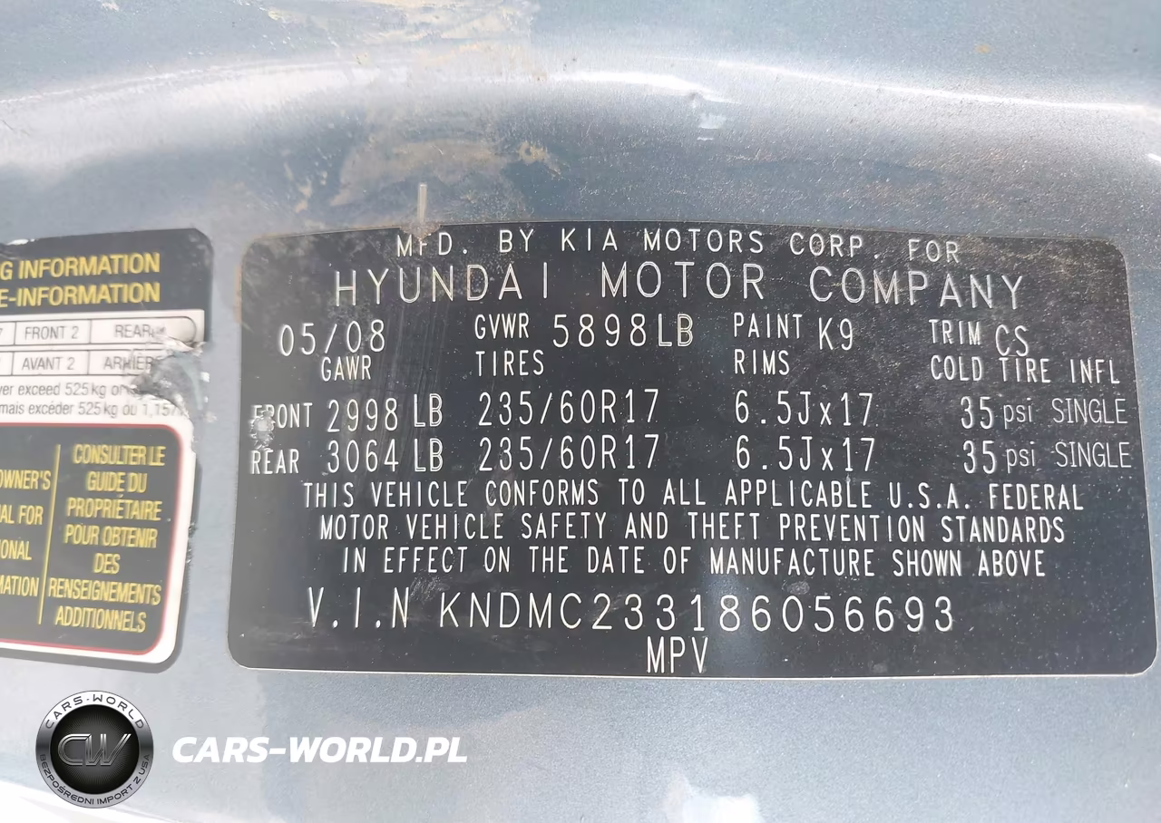 2008 Hyundai Entourage Gls-Limited VIN:KNDMC233186056693 - 9