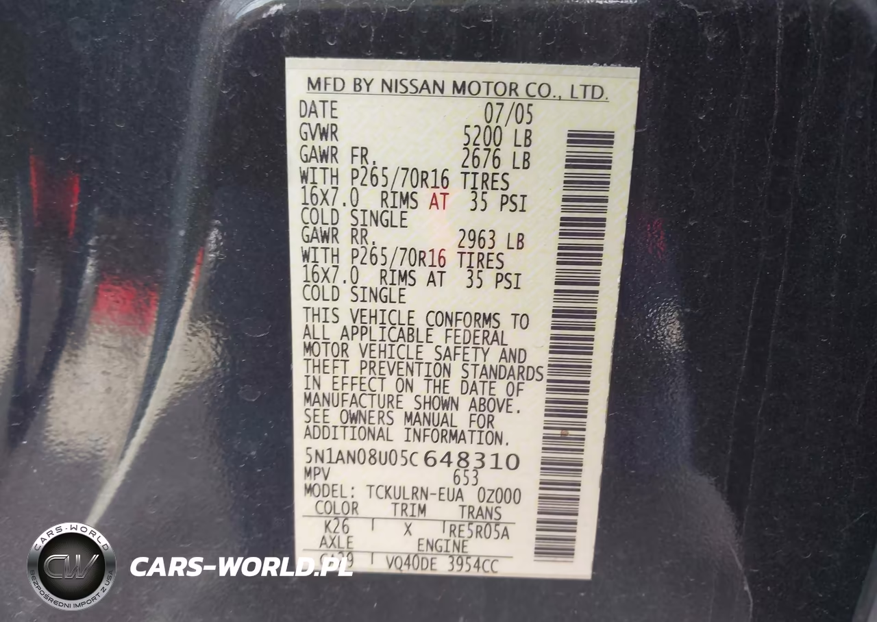 2005 Nissan Xterra S VIN:5N1AN08U05C648310 - 9