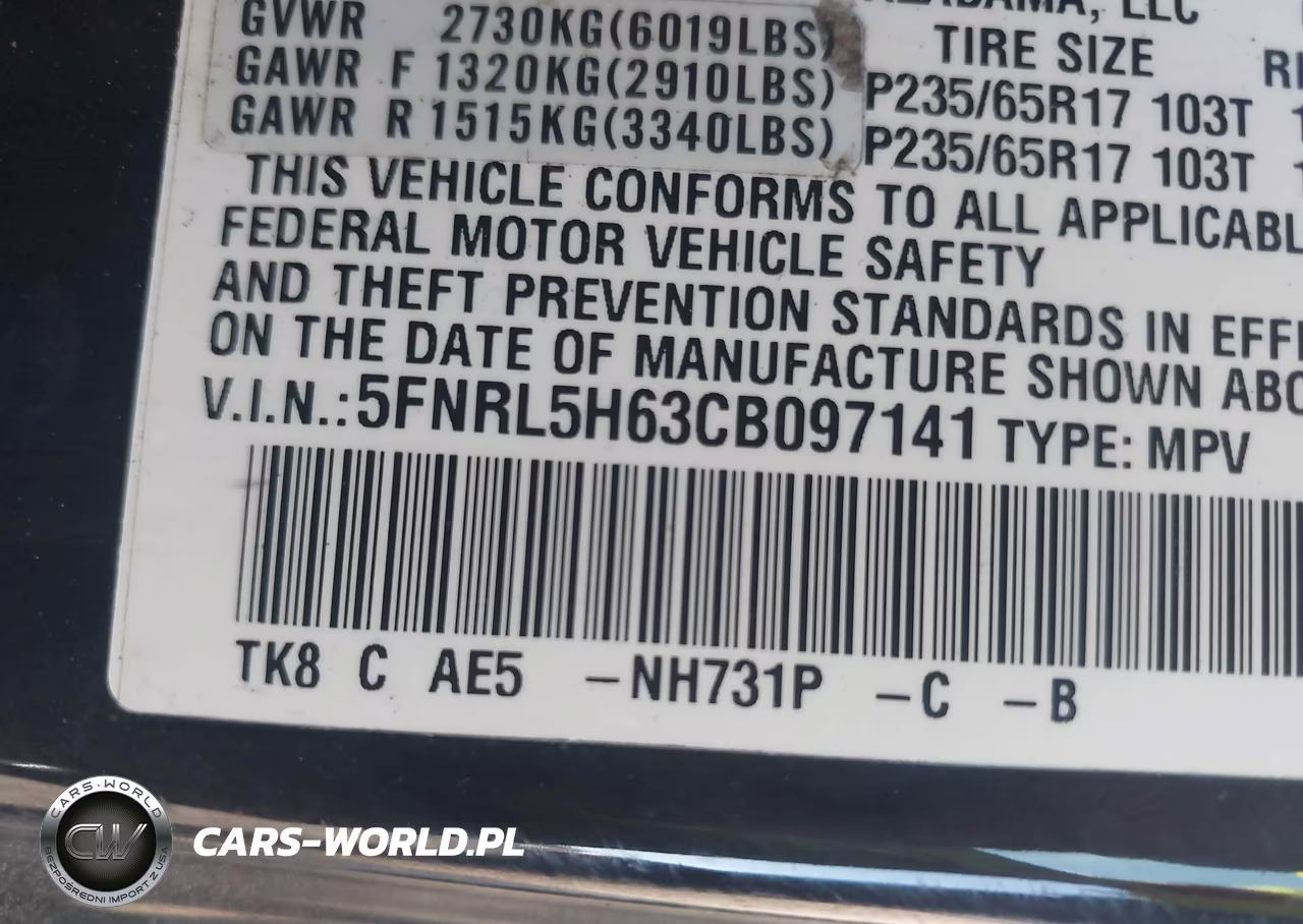 2012 Honda Odyssey Ex-L VIN:5FNRL5H63CB097141 - 9