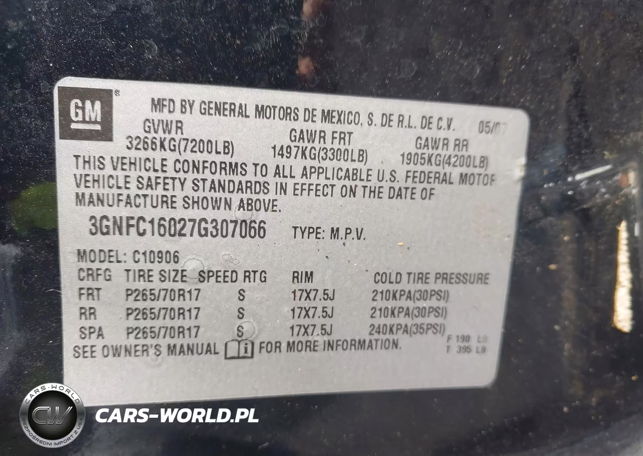 2007 Chevrolet Suburban 1500 Lt VIN:3GNFC16027G307066 - 9