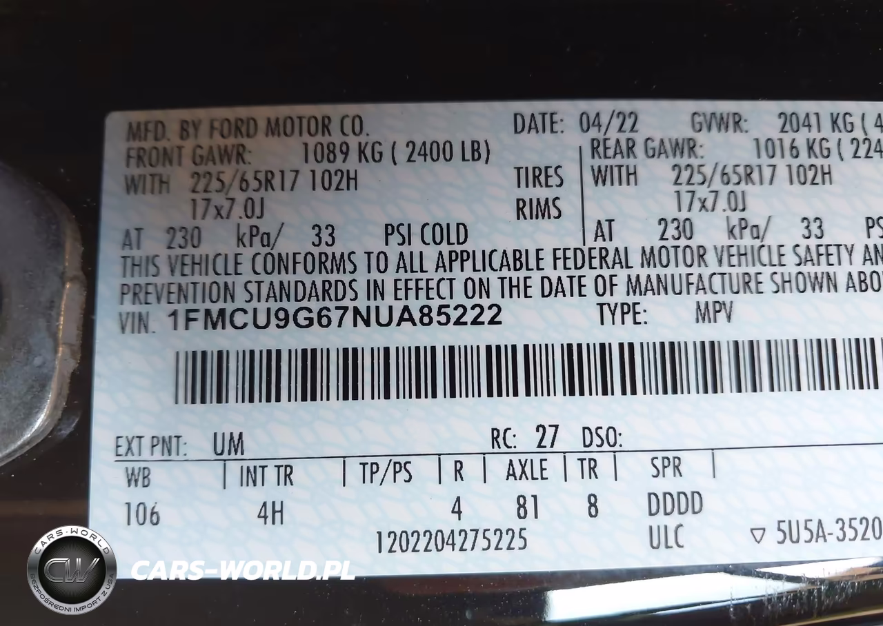 2022 Ford Escape Se VIN:1FMCU9G67NUA85222 - 9