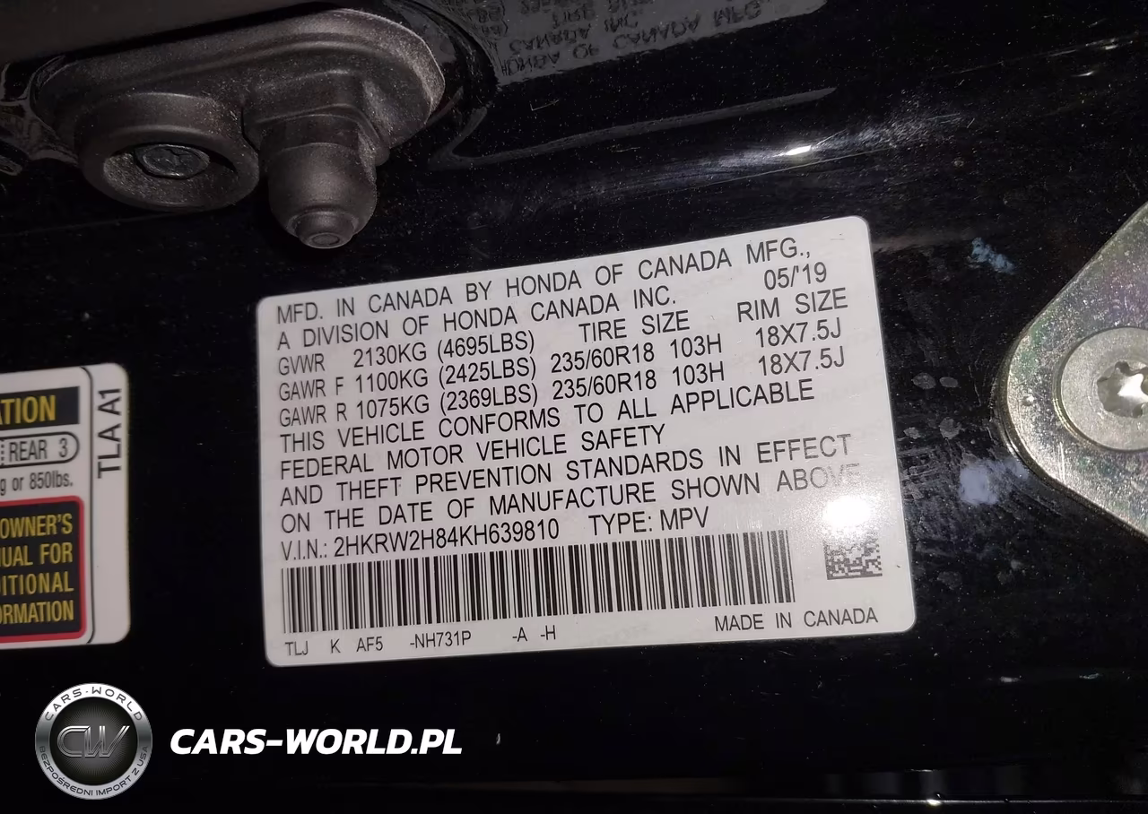 2019 Honda Cr-V Ex-L VIN:2HKRW2H84KH639810 - 9
