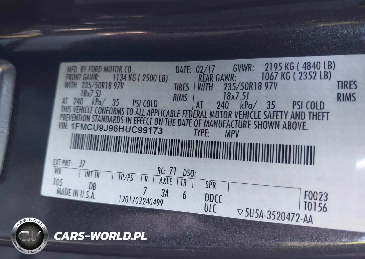 2017 Ford Escape Titanium VIN:1FMCU9J96HUC99173 - 9