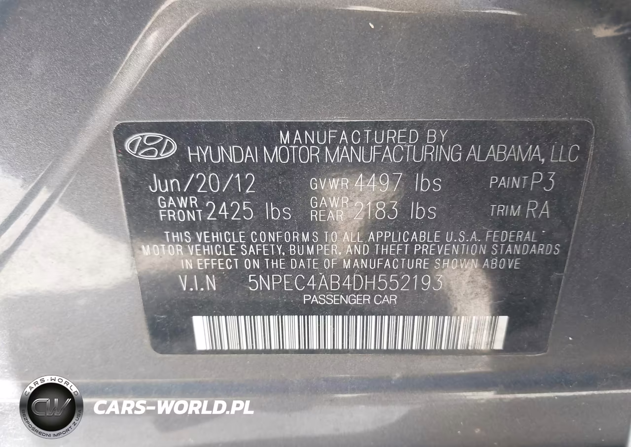 2013 Hyundai Sonata Limited 2.0T VIN:5NPEC4AB4DH552193 - 9