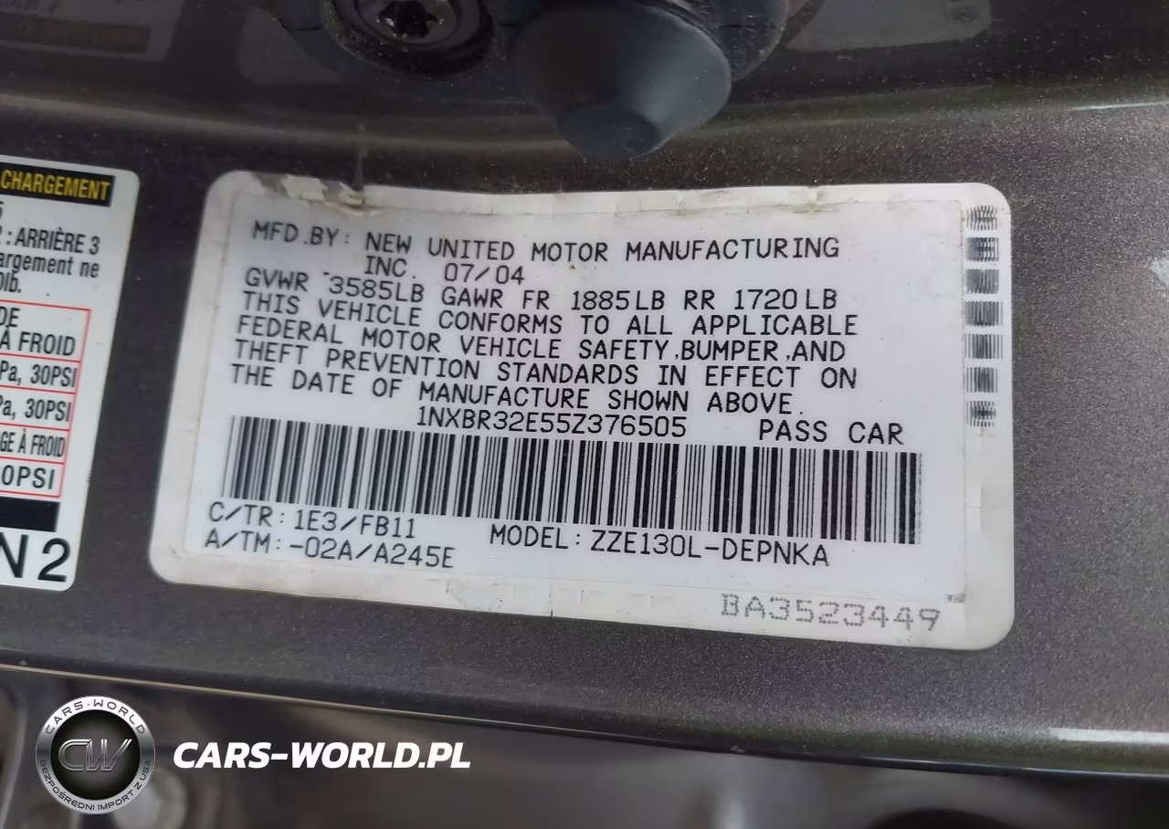 2005 Toyota Corolla Le VIN:1NXBR32E55Z376505 - 9
