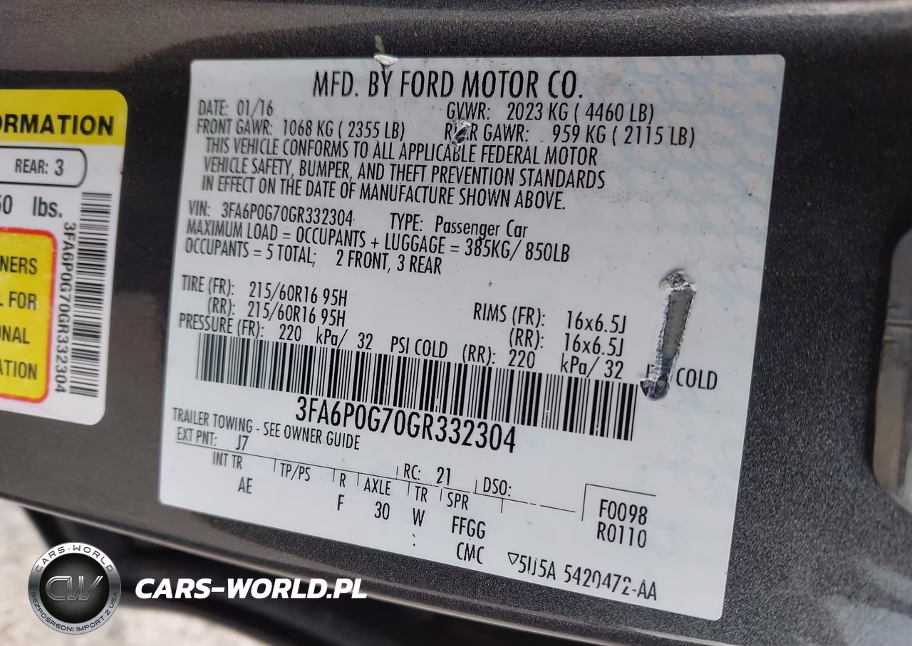 2016 Ford Fusion S VIN:3FA6P0G70GR332304 - 9