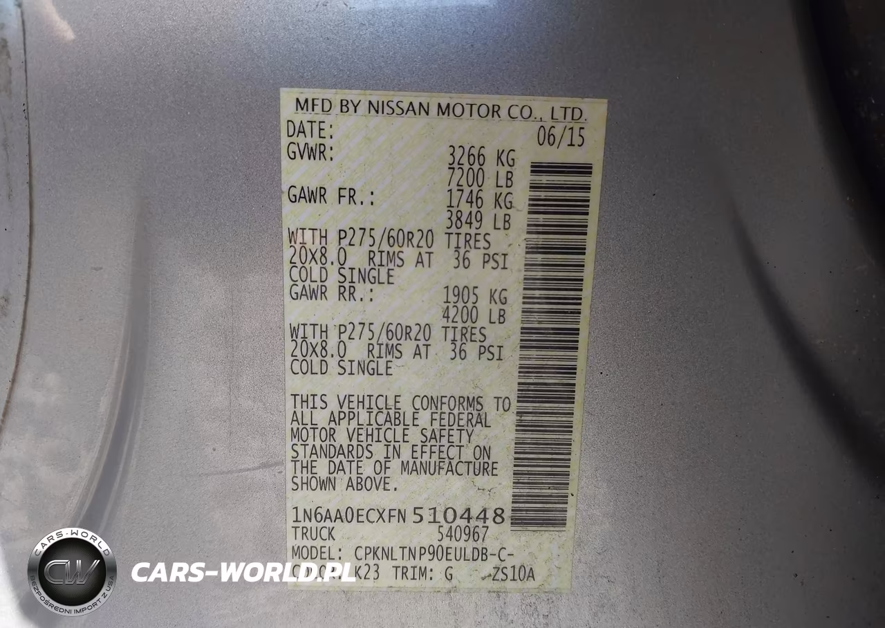 2015 Nissan Titan Sv VIN:1N6AA0ECXFN510448 - 9
