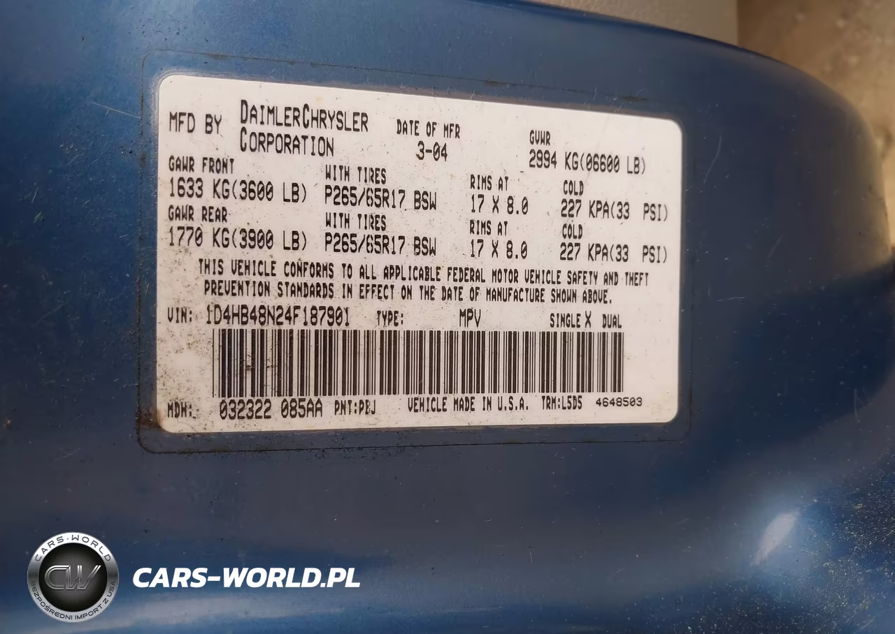 2004 Dodge Durango Slt VIN:1D4HB48N24F187901 - 9