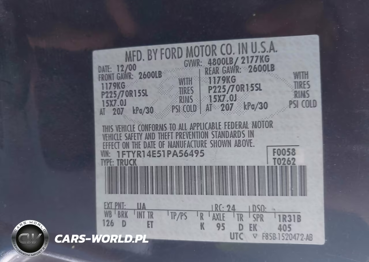2001 Ford Ranger Edge-Xlt VIN:1FTYR14E51PA56495 - 9