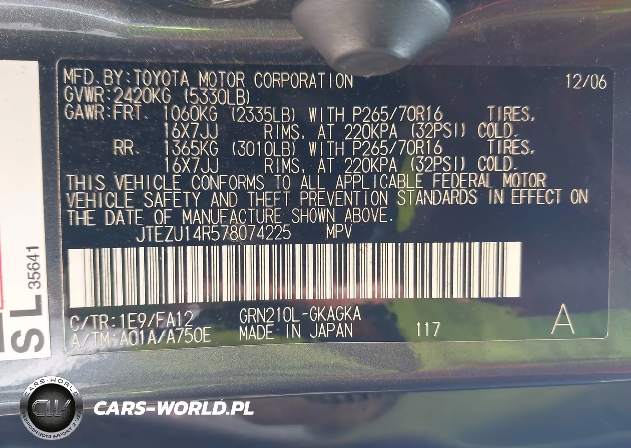2007 Toyota 4Runner Sr5 V6 VIN:JTEZU14R578074225 - 9