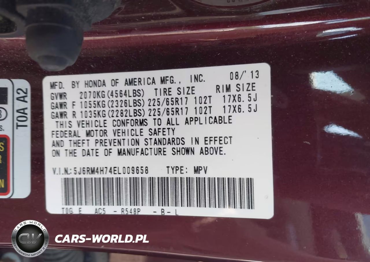 2014 Honda Cr-V Ex-L VIN:5J6RM4H74EL009658 - 9