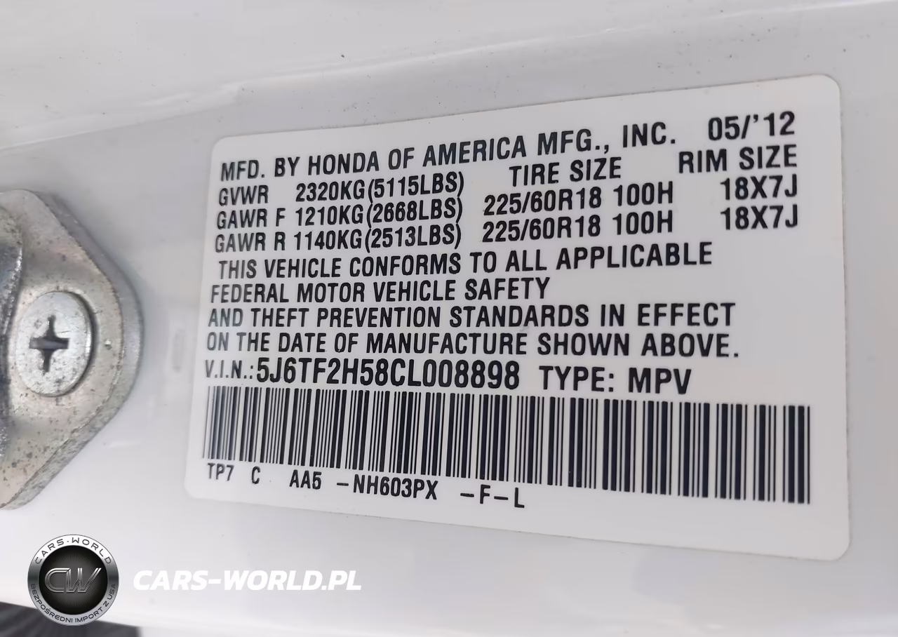 2012 Honda Crosstour Ex-L VIN:5J6TF2H58CL008898 - 9